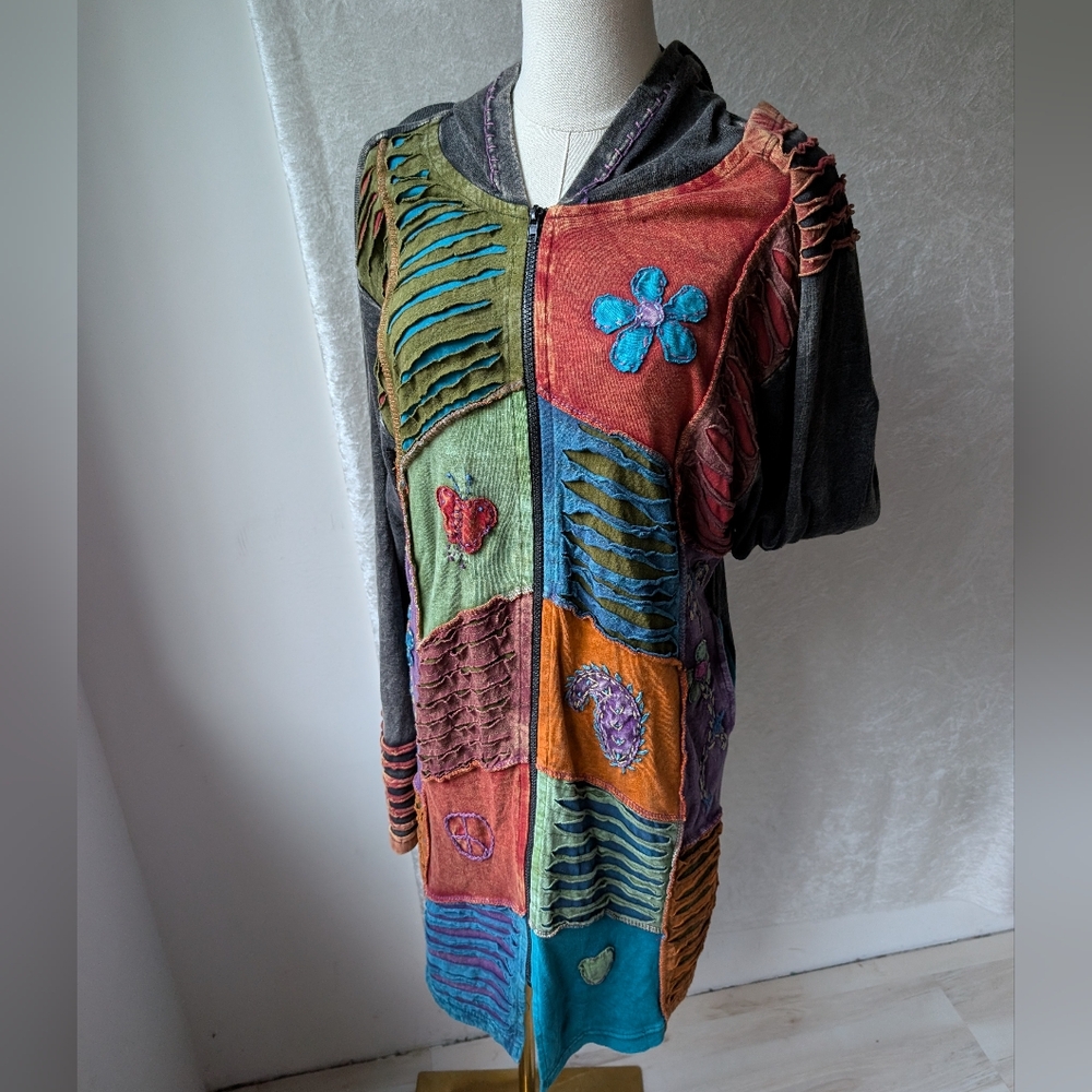 Rising International Nepal Made Cotton Zip Hooded Long Hooded Cardigan Sweater